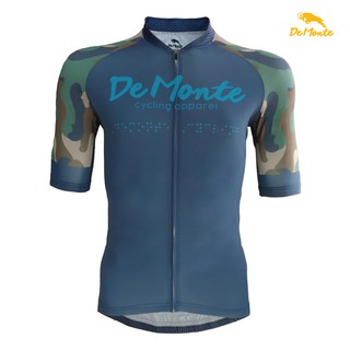 DeMonte Cycling เสื้อจักรยานผู้ชาย DE059 สีน้ำเงิน เนื้อผ้า Microflex