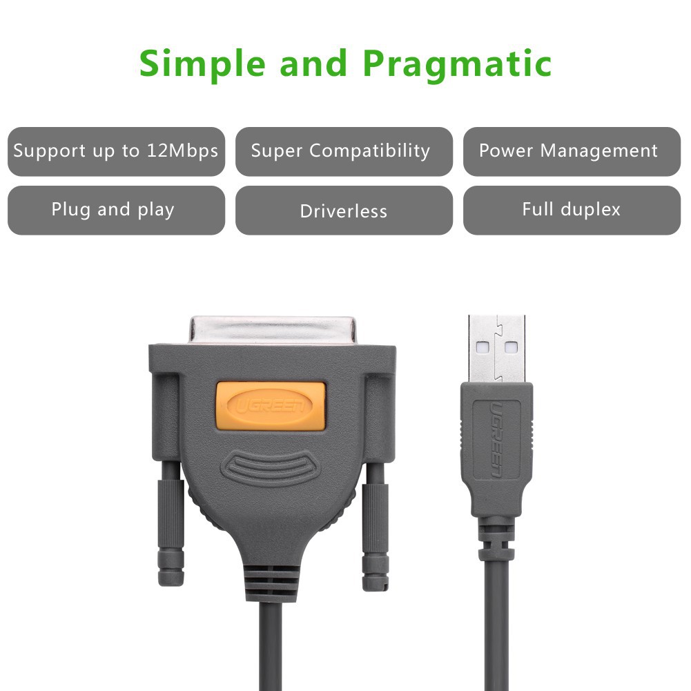 ugreen-usb-to-db-25-parallel-อะแดปเตอร์เชื่อมต่อสายเคเบิ้ลสําหรับ-notbook-printer-pos-เครื่องสแกนเนอร์