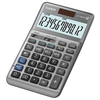 Casio Calculator เครื่องคิดเลข  คาสิโอ รุ่น  JF-120FM แบบตั้งโต๊ะ ดีไซน์โค้งมน 12 หลัก สีเทา