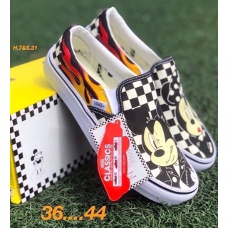 Vans SlipOn Mickey ⚡️ได้กล่องครบ⚡️รองเท้าแวน รองเท้าผ้าใบแวน    💵มีเก็บเงินปลายทาง💵
