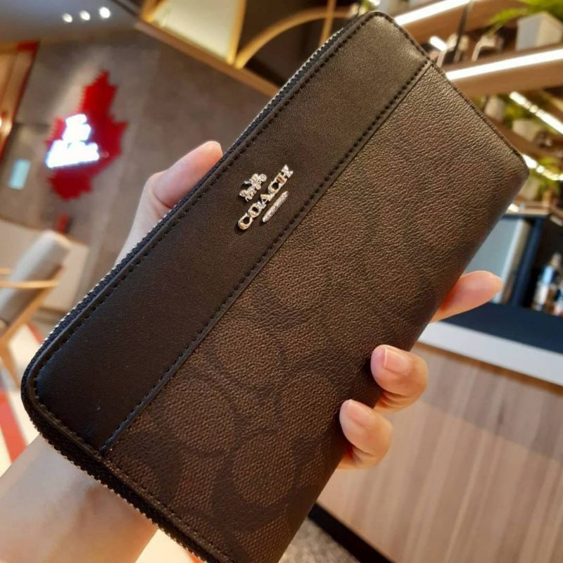 COACH FACTORY OUTLET LONG WALLET กระเป๋าสตางค์ใบยาวซิปรอบหนัง ลาย ...