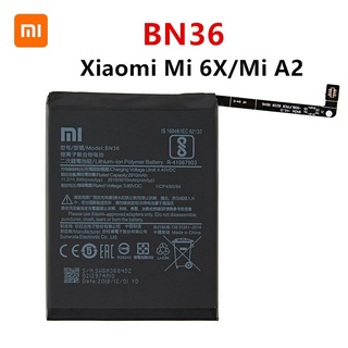 Xiao Mi BN36 3010MAh แบตเตอรี่สำหรับ Xiaomi Mi 6X Mi6X Mi A2 MiA2 BN36 แบตเตอรี่