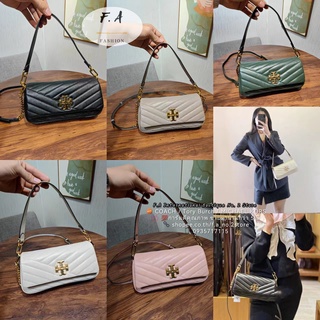 พร้อมส่ง F.A ว่าแท้100% TORY BURCH KIRA CHEVRON SAMLL FLAP SHOULDER BAG double Straps ถุงนิ่มถุงหินสี่เหลี่ยมขนมเปียกปูน