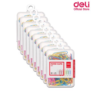 Deli 0024 Color Paper Clip ลวดสีเสียบกระดาษ บรรจุ 100 ตัว/กล่อง (แพ็ค 10 ชิ้น) ลวดเสียบกระดาษ คลิปเสียบกระดาษ คลิปหนีบ