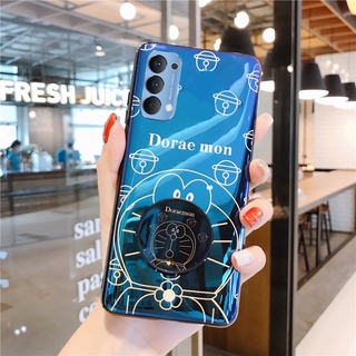 เคสโทรศัพท์ OPPO Reno4 Pro 5G Casing Doraemon Cute Cartoon Couple Softcase New 2020 Phone Blu-ray Silicone Cover with stand holder