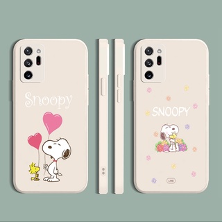 for Samsung Galaxy Note 20 Ultra Note10 A30 A50 A20 A50S A10 Cartoon Snoopy Square Staight Edge Casing Soft Silicone Cover Duable Phone Case