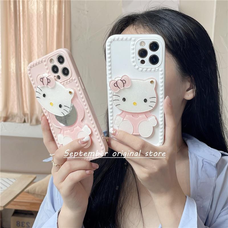 เคสไอโฟน-เคสไอโฟน11-เคสไอโฟน13-โฟนxr-compatible-for-iphone-11-12-13-pro-max-x-xr-xs-max-7-8-plus-เคสไอโฟน6-น่ารักค่ะkitty-แต่งหน้ากระจกโทรศัพท์เปลือก