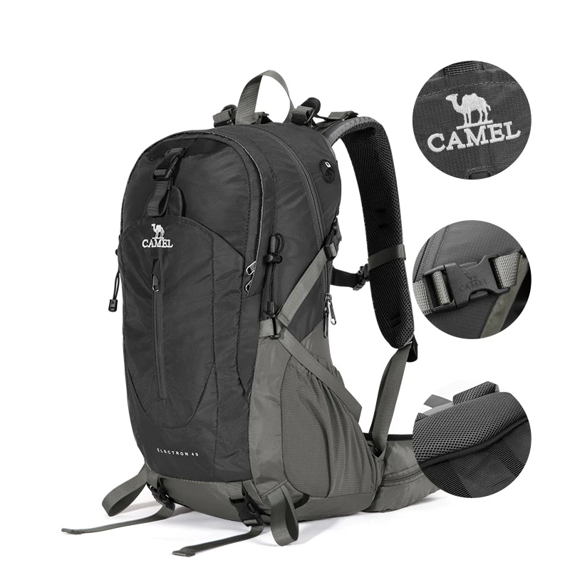CAMEL CROWN 40Lกระเป๋าเป้สะพายหลังกลางแจ้งเดินทางน้ําหนักเบากระเป๋าเป้สะพายหลังกันน้ําความจุขนาดใหญ่
