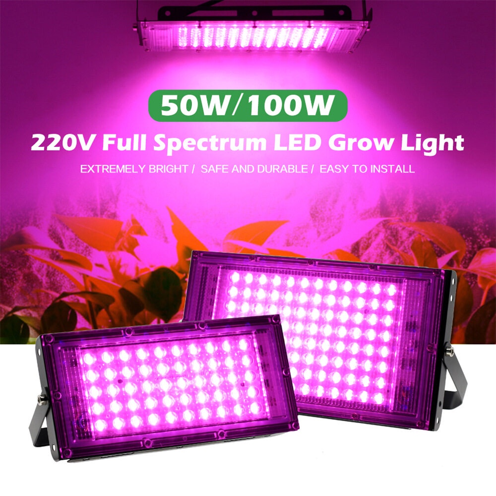 ภาพสินค้า220V Full Spectrum LED Grow Light 50W/100W ไฟปลุกต้นไม้ ไฟช่วยต้นไม้ตัวเร็ว มีสวิตช์ปิดเปิด สายไฟยาว1.5โมตร จากร้าน suntech.th บน Shopee ภาพที่ 1