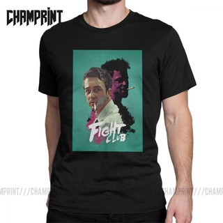 เสื้อยืดแขนสั้น ผ้าฝ้ายแท้ พิมพ์ลายโปสเตอร์ภาพยนตร์ Fight Club สําหรับผู้ชาย