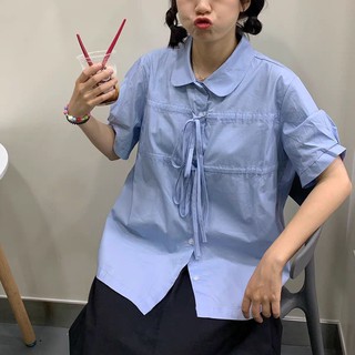 พร้อมส่ง 🔥  น่ารักสบายอารมณ์วิทยาลัยลมสีฟ้าแขนสั้นหลวมเสื้อญี่ปุ่น