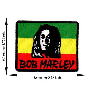 ตัดรีด ตัวรีดติดเสื้อ อาร์มปัก ติดเสื้อปัก ปักเสื้อ DIYลาย BOB MARLEYขอบดำ1