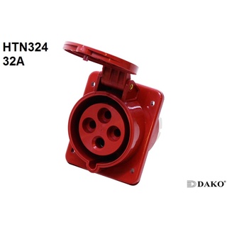 HTN324 ปลั๊กตัวเมียฝังเฉียง 3P+E 32A 380V IP44 6h