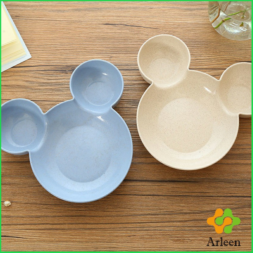 arleen-การ์ตูนมิกกี้ปรุงรสจาน-ชามเด็ก-ชามข้าวเด็กหัวมิกกี้-ชามแบ่ง-3-ช่อง-จานใส่อาหารเด็ก-จานผลไม้-cartoon-mickey-plate
