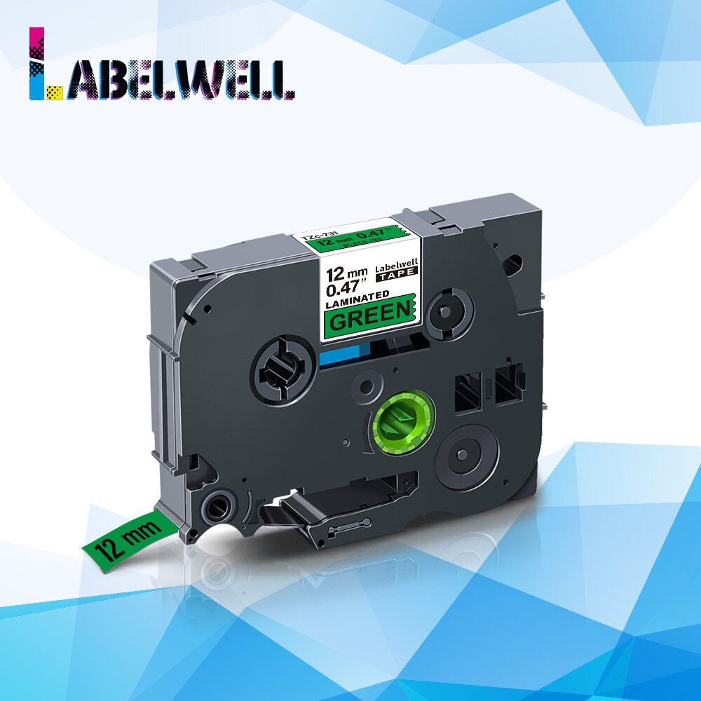 12mm 731 Laminated label tape Black on Green compatible for printer ...
