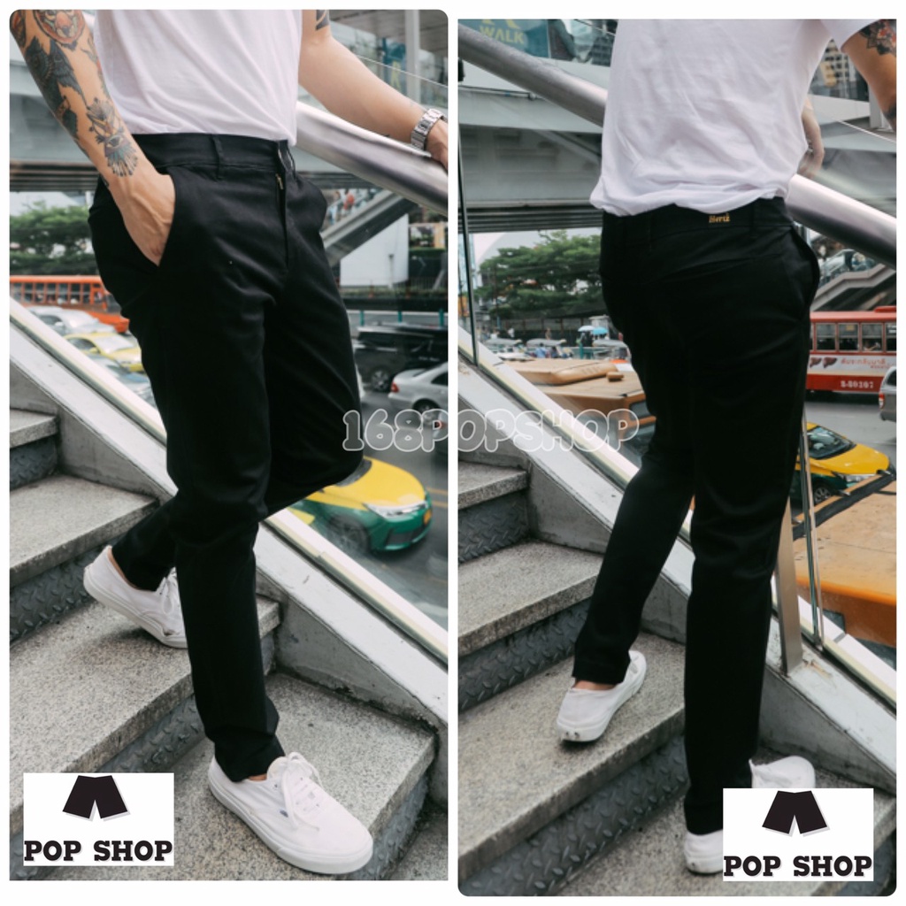 ภาพสินค้ากางเกงขายาวสแลคชิโน่ ผ้ายืด ทรงกระบอกเล็ก Slim Fit ซิปYKK จากร้าน 168popshop บน Shopee ภาพที่ 4