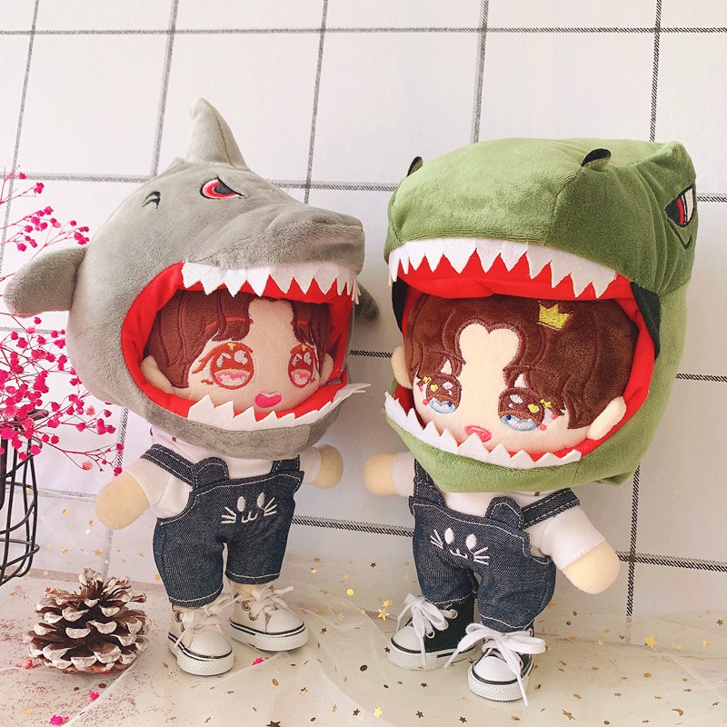 birthday-gift-doll-wear-dinosaur-hat-shark-hat-suspender-pants-20cm-toy-clothes-doll-dress-up-clothes-puppet-wear