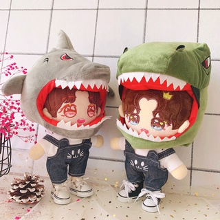 ✿Birthday gift✿ Doll Wear Dinosaur Hat Shark Hat Suspender Pants 20cm Toy Clothes Doll Dress Up Clothes Puppet Wear