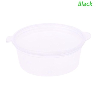 BLACK 10pcs Disposable Clear Plastic Sauce Chutney Cups Slime Storage Container Box With Lids 45ml