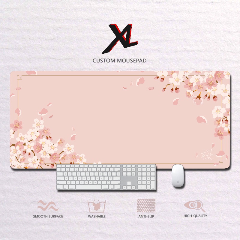 xl-แผ่นรองเมาส์เล่นเกม-cherry-blossoms-ขนาดใหญ่พิเศษกันลื่น