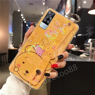 เคสโทรศัพท์ VIVO Y31 2021 ลายการ์ตูน Case With Wristband Holder Silicone TPU Cute Cartoon Bear Cover เคสซิลิโคน VIVOY31 Casing