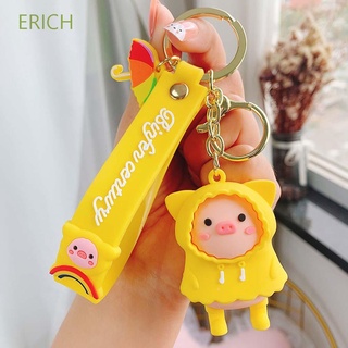 Erich พวงกุญแจ Pvc รูปการ์ตูนหมูน่ารักสําหรับห้อยกระเป๋า / เสื้อกันฝนหลากสี