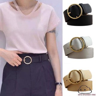 ข็มขัด เข็มขัดผู้หญิง Woman Belt Circleสายเข็มขัดหนัง PU แฟชั่นสำหรับสตรี