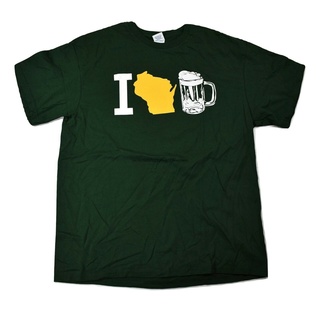 เสื้อยืดพิมพ์ลายแฟชั่น เสื้อเชิ้ต ลายแผนที่ I Love Beer Wisconsin ไซซ์ XL สําหรับผู้ชาย