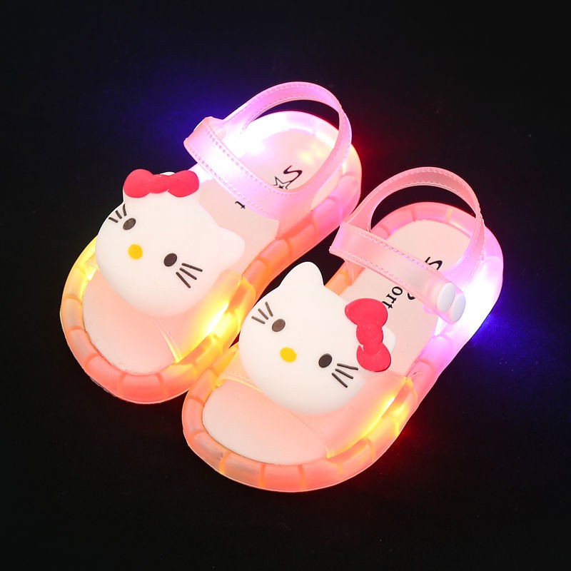 โปรโมชั่นร้านค้าใหม่-led-light-kids-slippers-sandals-cartoon