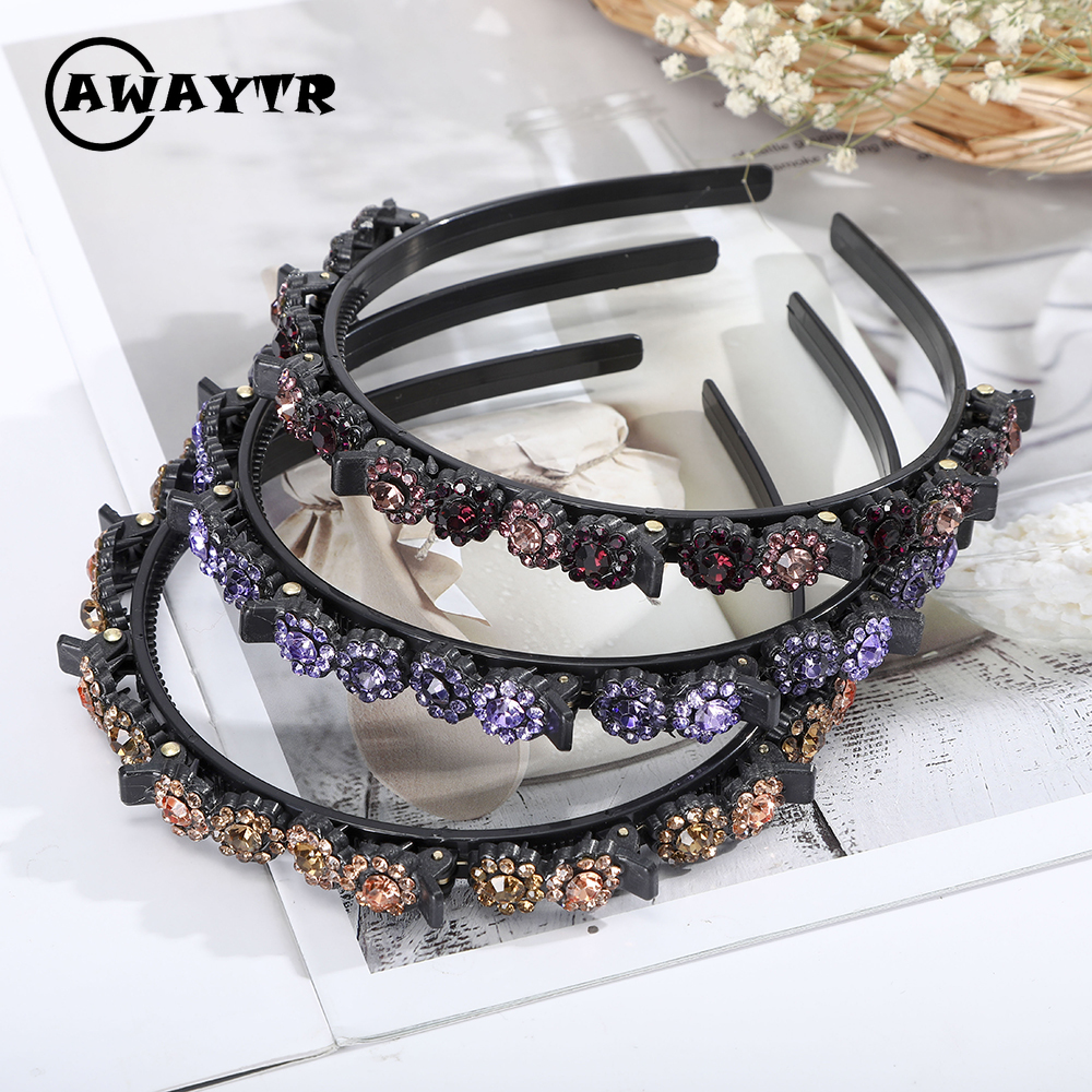 awaytr-ที่คาดผมประดับไรน์สโตนสไตล์เกาหลีสําหรับผู้หญิง