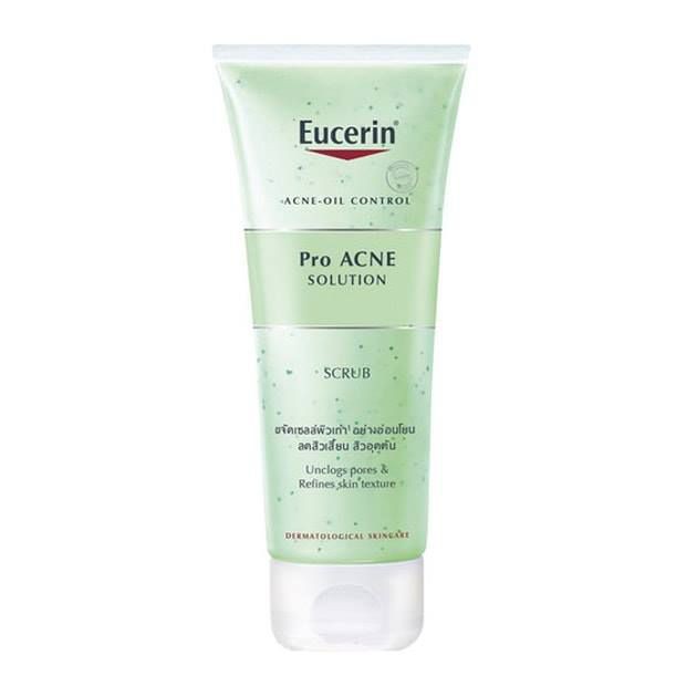 ไม่แท้คืนเงิน-eucerin-pro-acne-solution-scrub-100ml-สครับขัดและทำความสะอาดผิวหน้าเพื่อลดปัญหาสิว-ช่วยลดสิ่งอุดตัน