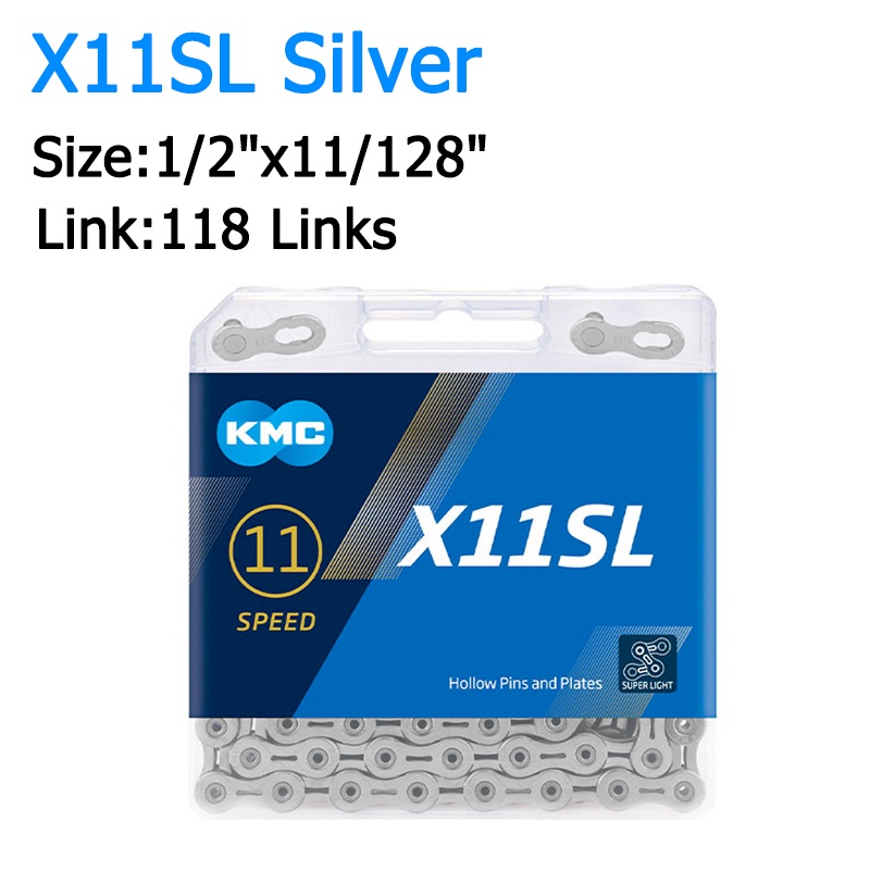 kmc-x11-x11el-x11sl-โซ่จักรยานเสือภูเขา-11v-118l-11-ความเร็ว-พร้อมกล่อง