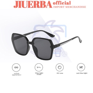 สินค้า (JIUERBA) COD แว่นตากันแดด แฟชั่นเกาหลี ขนาดใหญ่ สําหรับผู้ชาย และผู้หญิง พร้อมแว่นตาป้องกันรังสียูวี 100%