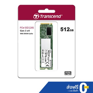 Transcend  PCIe NVMe M.2 SSD 512GB:MTE220S:  รับประกัน 5 ปี หรือ**รับประกันไม่เกิน 1,100 TBW**- มีใบกำกับภาษี-TS512GMTE220S