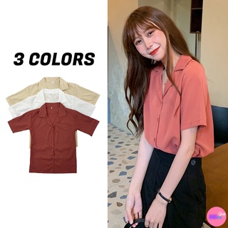 🚩Sale80%🚩เสื้อเชิ้ตแขนสั้น สไตล์เกาหลี 3 สี ผ้าเครปสวย