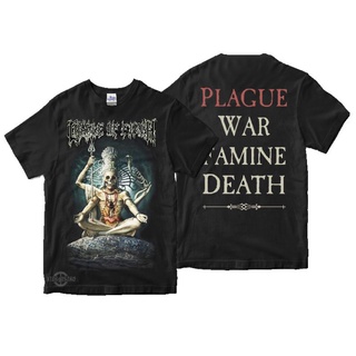 เสื้อยืดผ้าฝ้ายเสื้อยืด พิมพ์ลายวงร็อค PLAGUE WAR FAMINE 3 PLAGUE สีดํา สไตล์โกธิคL XL  XXL 3XL