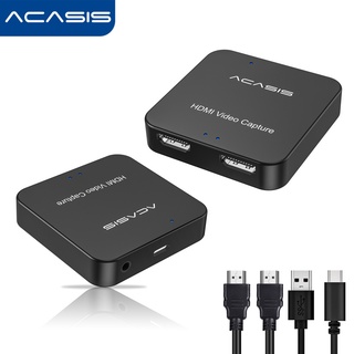 Acasis 4K USB2.0 HDMI การ์ดจับภาพวิดีโอ 1080P HD HDMI กล่องบันทึกวิดีโอเกม สตรีมมิ่งแบบเรียลไทม์ คอลเลกชันสด สําหรับ PS4 เกม DVD กล้องวิดีโอ บันทึกวิดีโอ HD สตรีมมิ่งสด