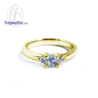 Finejewelthai-แหวนอะความารีน-แหวนเงินแท้-แหวนพลอยแท้-Aqamarine-Silver-Ring-Birthstone-R1208aq (เลือกสีตัวเรือนได้)