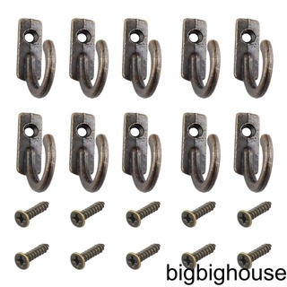 [Biho] 10pcs/set Hook Alloy Wall-Mounted Hanging Holder Entryway Storage Metal Hanger Home Vintage Organizer