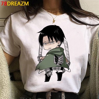 เสื้อยืดวินเทจเสื้อยืด พิมพ์ลาย Attack on Titan สีขาว แฟชั่นฤดูร้อน สไตล์ฮาราจูกุ สําหรับผู้ชายS-5XL