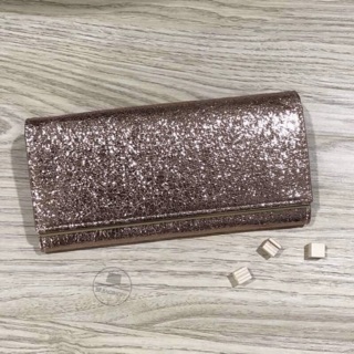 Charles &amp; Keith Metallic Detail Long Wallet (outlet) สี Rose Gold