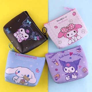 กระเป๋าใส่เหรียญ ผ้าแคนวาส แต่งซิป ลายการ์ตูน Sanrio mymelody Kuromi Cinnamoroll เหมาะกับของขวัญ สําหรับเด็กผู้หญิง