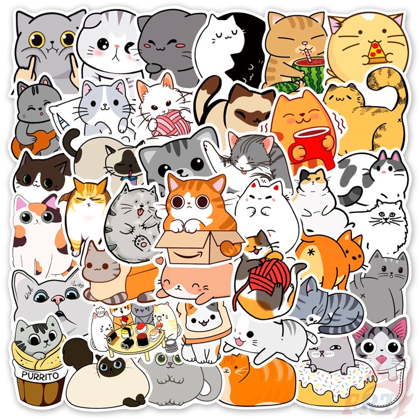 100-ชิ้น-ชุด-สติกเกอร์-ลายแมวน่ารัก-ตลก-สําหรับตกแต่ง-สติกเกอร์-ลายกราฟฟิติ-กันน้ํา-diy