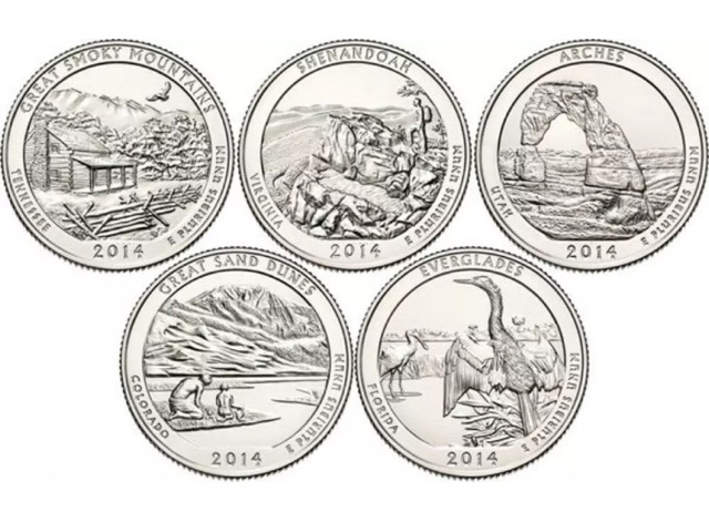 เหรียญควอเตอร์-ซีรีย์อุทยานแห่งชาติ-ปี-2014-5-เหรียญ
