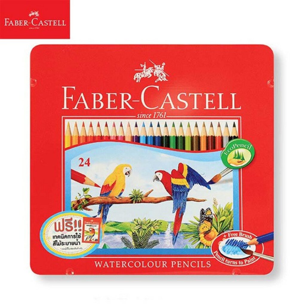 ภาพหน้าปกสินค้าสีไม้ระบายน้ำ 24 สี กล่องเหล็ก Faber-Castell