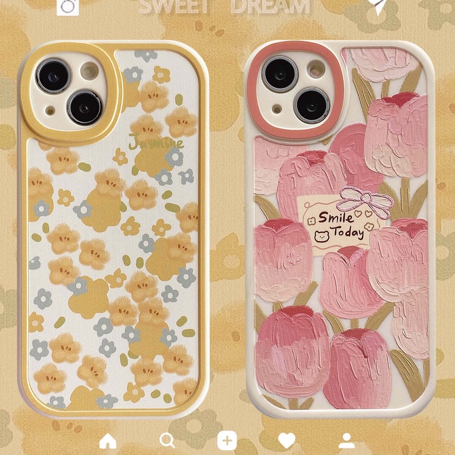 เคสโทรศัพท์มือถือ-tpu-แบบนิ่ม-ลายดอกไม้น่ารัก-สําหรับ-iphone-13-13pro-13prm-11-7plus-8plus-xr-xs-13-12-pro-max