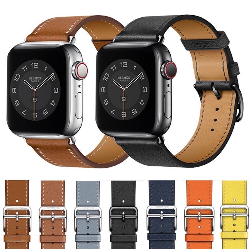 ภาพหน้าปกสินค้า( พร้อมส่งที่ไทย )สายนาฬิกาข้อมือ แบบหนัง สีพื้น สําหรับ Smart Watch 7 SE,6,5,4 3 2 1 X8MAx X7 HW37 T500