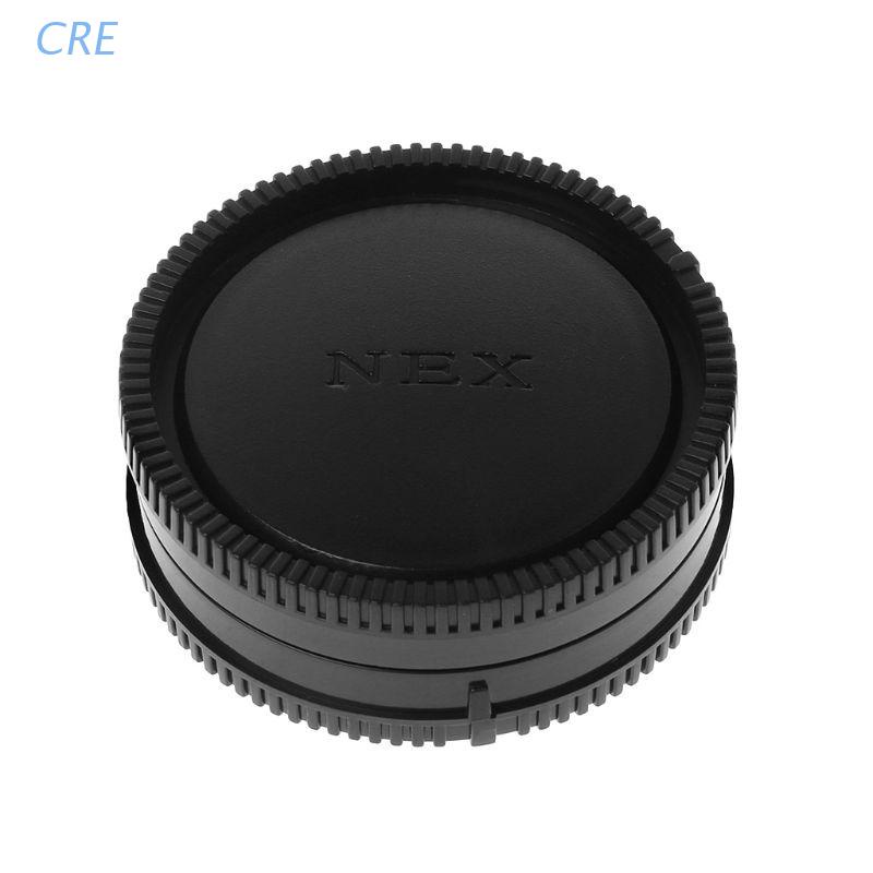 ภาพหน้าปกสินค้าCRE Rear Lens Body Cap Camera Cover Anti-dust 60mm E-Mount Protection Plastic Black for Sony A9 NEX7 NEX5 A7 A7II