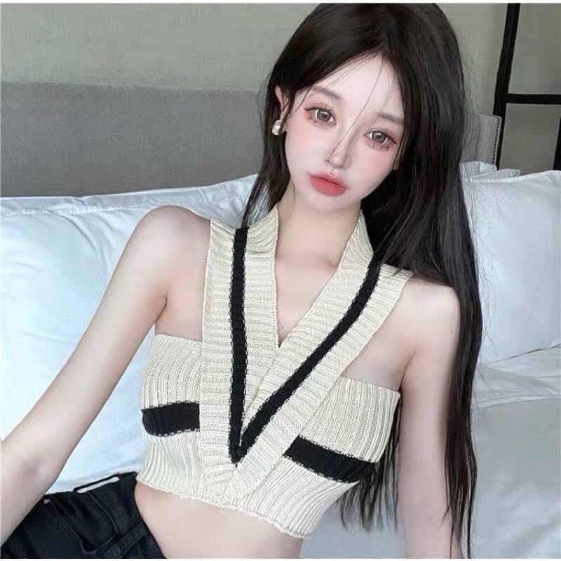 crop-topเสื้อกล้ามครอปไหมพรม-เสื้อตัวเล็กเซ็กซี่