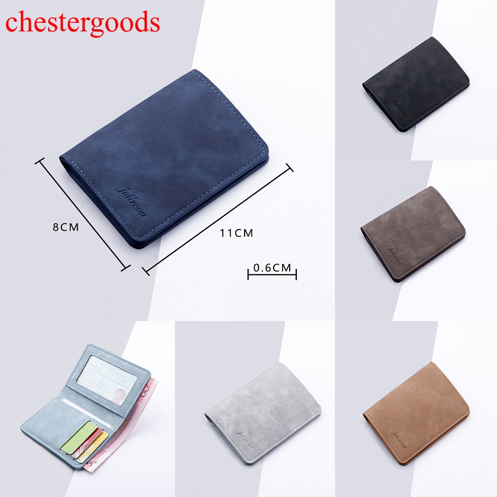 chestergoods-ใหม่-กระเป๋าสตางค์หนัง-pu-ใบสั้น-แบบบาง-ใส่บัตรได้-ขนาดเล็ก-สําหรับผู้ชาย